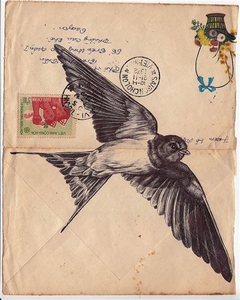 Birds Illustrated On Vintage Envelopes By Mark Powell Bird Drawings