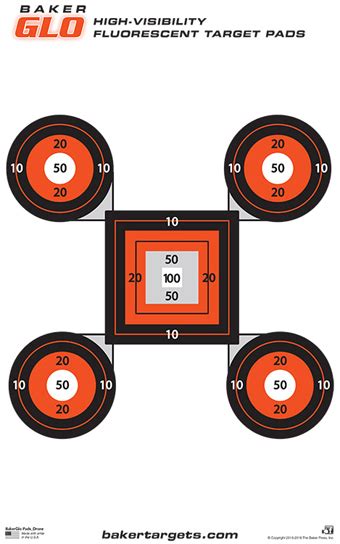 Bakerglo Packbullseyes 11 X 17 Baker Targets 25 Bakerglo Targets