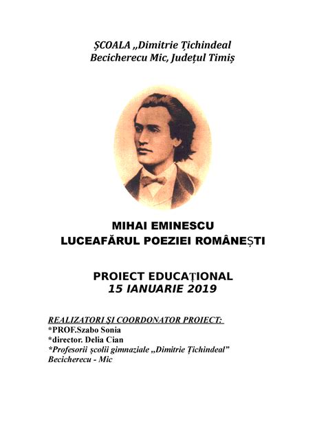 Proiect educational mihai eminescu ŞCOALA Dimitrie ȚȚichindeal