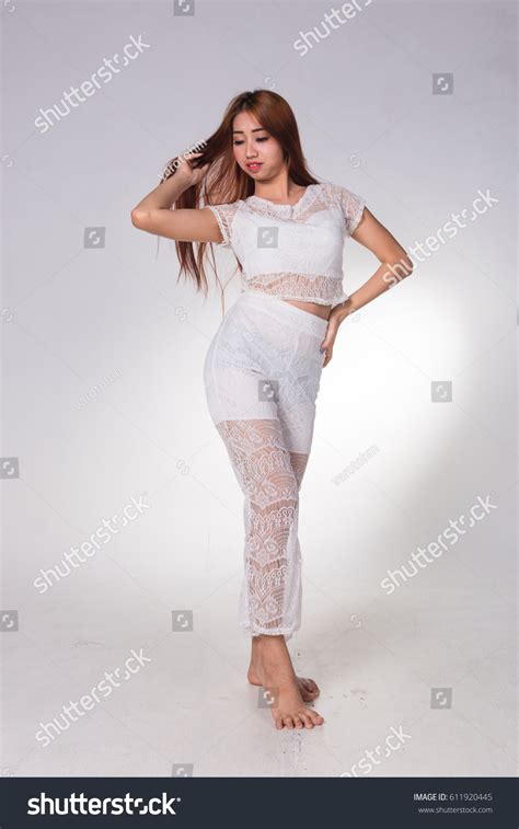 Sexy Asian Woman White Lingerie On Stock Photo 611920445 Shutterstock