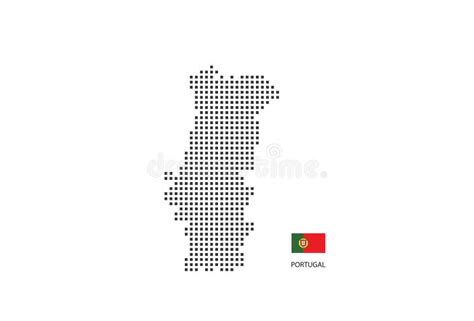 Vector Square Pixel Dotted Map Of Portugal Isolated On White Background