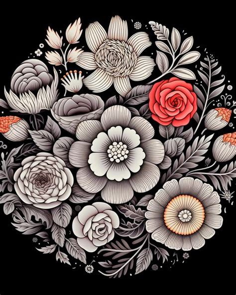 Premium Photo Adult Coloring Book With Intricate Flowers