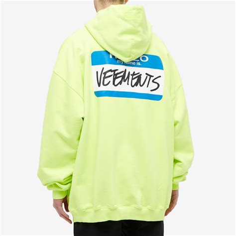 Vetements My Name Is Oversized Hoodie Neon Yellow End Uk