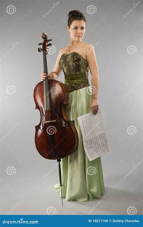 Beautiful Woman With Cello And Score Stock Photo Image Of Expressive