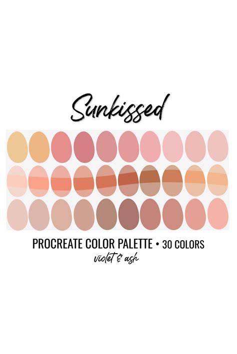 Sunkissed Procreate Palette Color Chart Photoshop Swatches Etsy