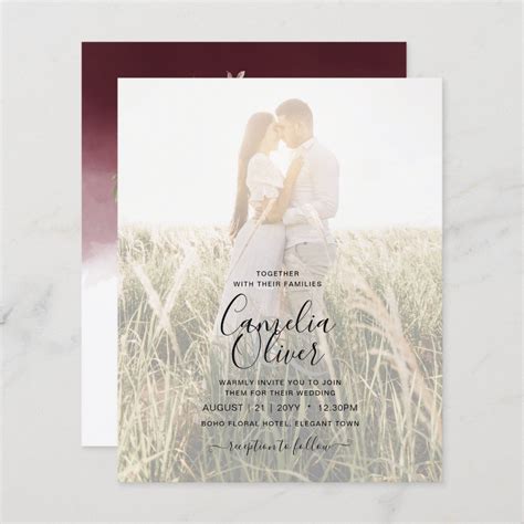 Elegant Burgundy Fall Floral Wedding Invitation | Zazzle