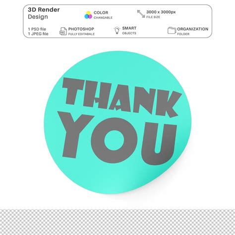 Premium PSD Thank You Sticker 3d Modeling Psd File Realistic Sticker