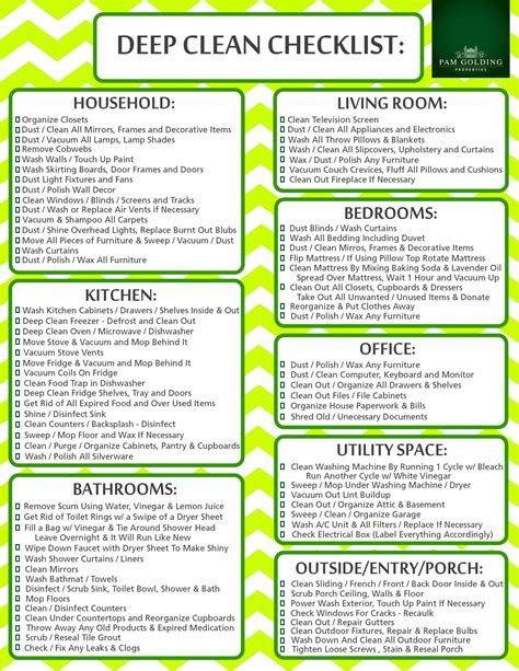 Deep Clean Checklist Template