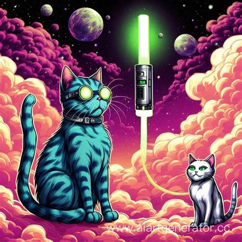 Futuristic Vaping Companion Cybernetic Cat In A Techno Realm Ai Art