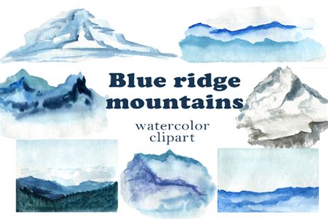 Watercolor Blue Ridge Mountains Clipart Graphic by innn.lk · Creative Fabrica