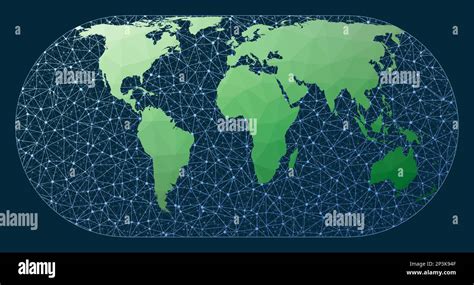 Mapa de comunicaciones del mundo Proyección Eckert 4 Mapa verde del