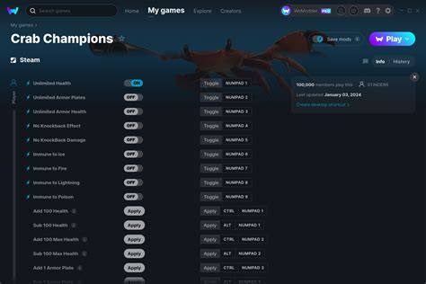 Crab Champions Cheats And Trainer For Steam Trainers WeMod Community