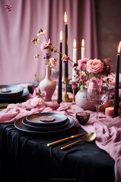 Black And Pink Luxury Pastel Goth Tablescapes Party Trend Pink Table Settings Pink Black