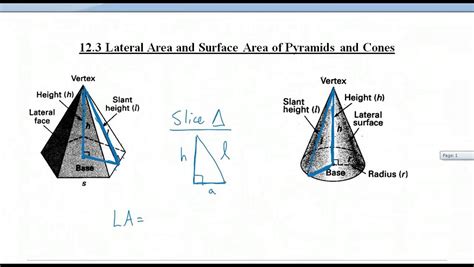 123 Lateral Area And Surface Area Of Pyramids And Cones Youtube