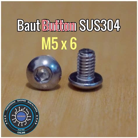 Jual Baut Button L M5 X 6 Kepala Payung Sus304 Stainless Bolt 5 X 6