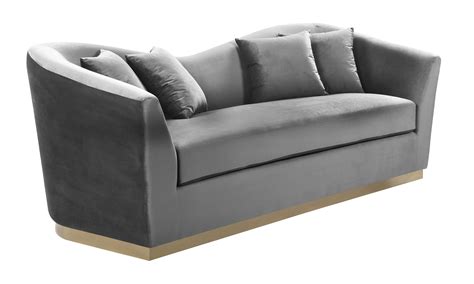 Arabella Grey Velvet Sofa Colorgrey Velvetfinishgoldstyle