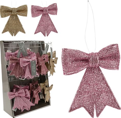 Kerststrik Met Glitter In Goud En Roze 1 Stuk Tuincollectie Nl