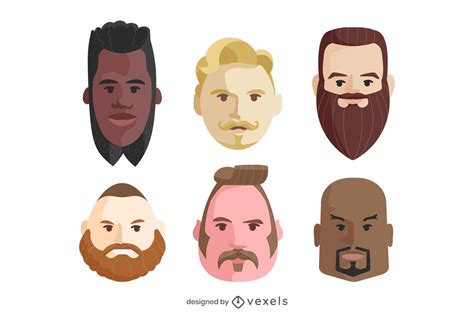 Men Beards Illustration Set Vector Download