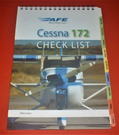 Cessna 172 Pilots Check List Afe Pre Flight Taxying Emergencies