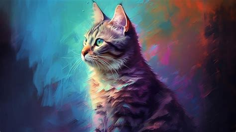 Premium Ai Image Beautiful Cat Painting Graphic Design