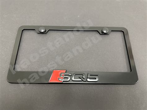 X Black Sq D Emblem Black Stainless License Plate Frame Holder