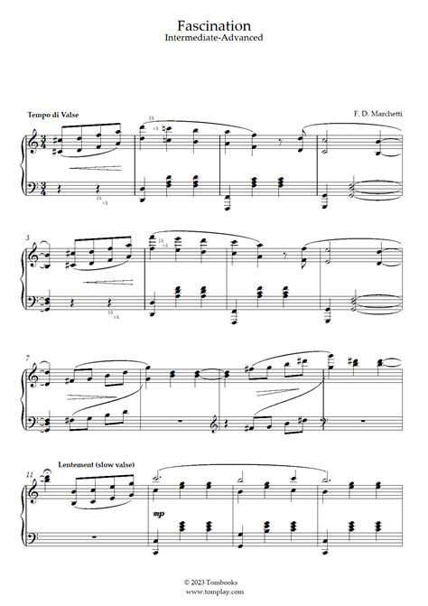 Fascination Intermediateadvanced Level Marchetti Piano Sheet Music