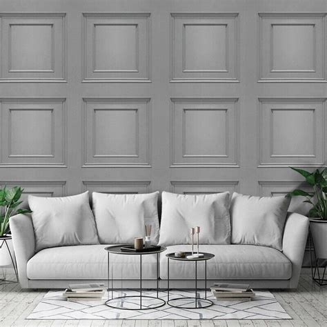 Oliana 3d Effect Wood Panel Grey Cream Wallpaper Feature Living Room