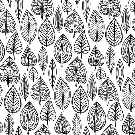 Seamless Pattern With Hand Drawn Doodle Ornate Leaves Stock Vector