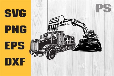 Dump Truck With Track Hoe Svg Graphic By Ilukkystore Creative Fabrica