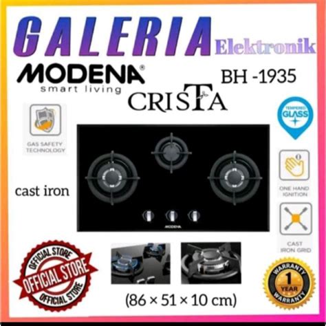 Jual MODENA KOMPOR TANAM BH 1935 3 TUNGKU 90cm BH1935 GAS HOB CRISTA