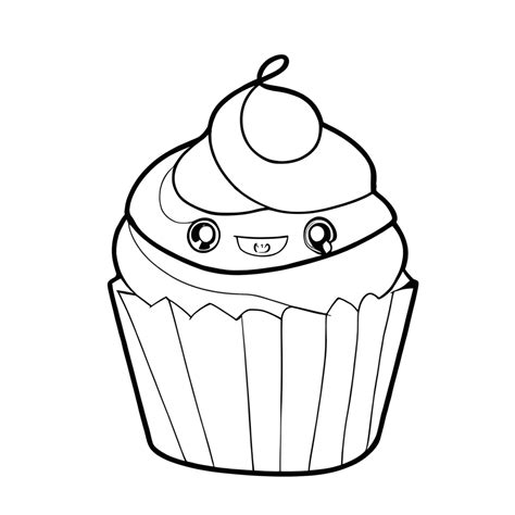 Cute Halloween Cupcake Outline · Creative Fabrica