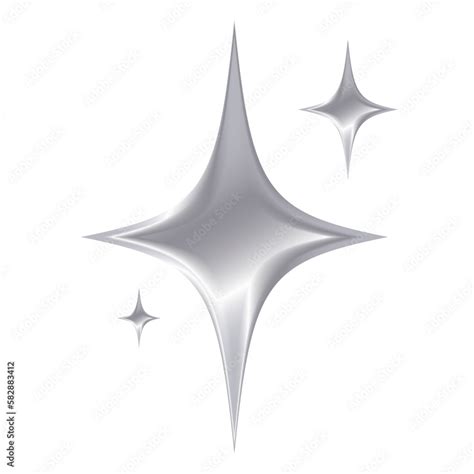 chrome silver star on white transparent background emoji 3d style so ...