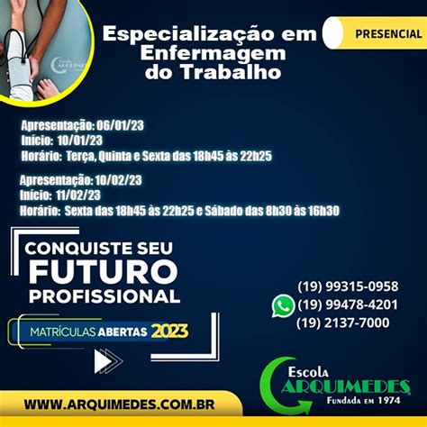 EspecializaÇÃo Em Enfermagem Do Trabalho Escola Arquimedes