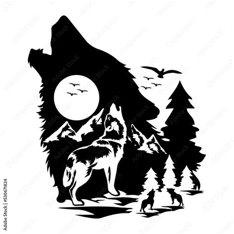 wolf svg, howling wolf svg, mountain svg, wolf clipart, wolf png ...