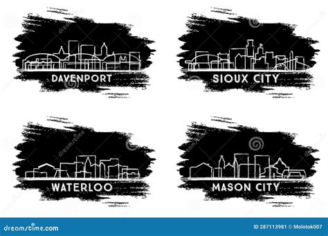 Davenport Iowa Skyline With Color Buildings Vector Illustration