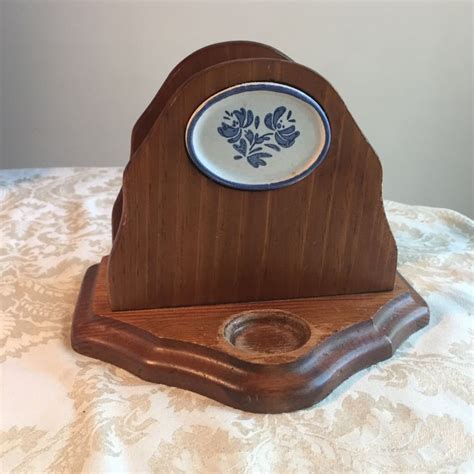 Vintage Wooden Pfaltzgraff Yorktowne Napkin Holder With Salt Etsy