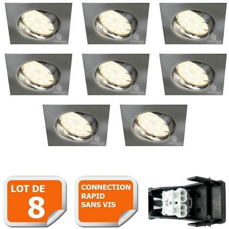 Lot De Spot Encastrable Orientable Led Carre Alu Brosse Gu V Eq