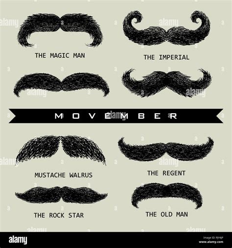 Moustache Or Mustache Movember Vector Icons Set Stock Photo Alamy