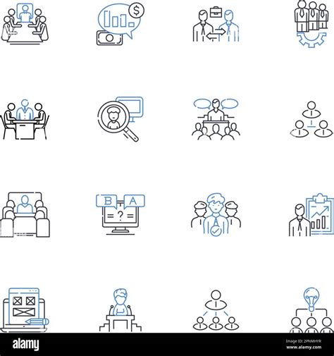 Business Authority Line Icons Collection Leadership Influence