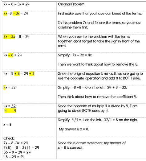 Algebraic Equation Examples