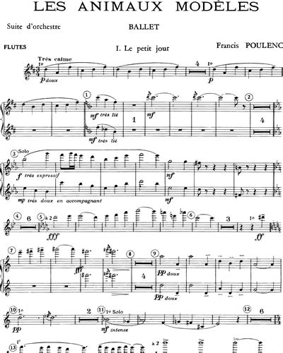 Les Animaux Modèles Flute 1 And Flute 2 Sheet Music By Francis Poulenc