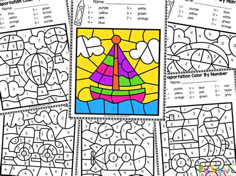 Color By Numbers Modes Of Transport Worksheet Kidlo