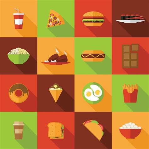 Fast Food Icons Set 37492002 Vector Art At Vecteezy