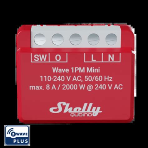 Shelly Qubino Wave 1PM Mini Relé Medição Energia Z Wave