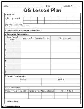 Orton Gillingham Lesson Plan Template Orton Gillingham Lessons Orton