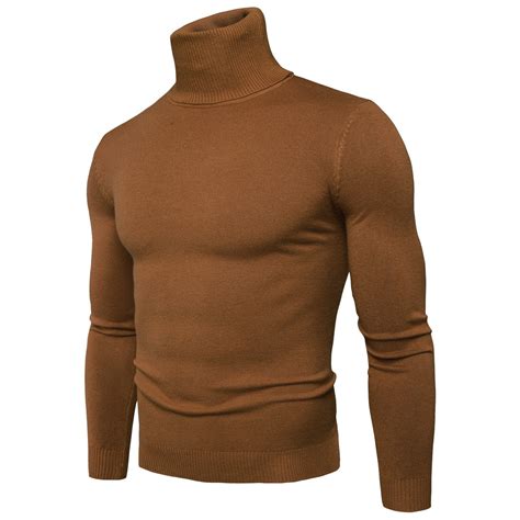 Men Casual Slim Fit Basic Tops Warm Knitted Thermal Turtleneck Pullover