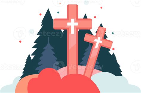 Hand Drawn Christmas Cross In Flat Style 27119604 Png