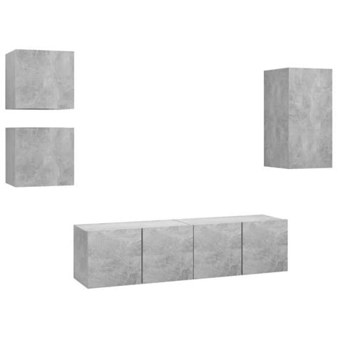 Viesurchoix Ensemble de meuble TV 5 pcs Gris béton Aggloméré AB3079115