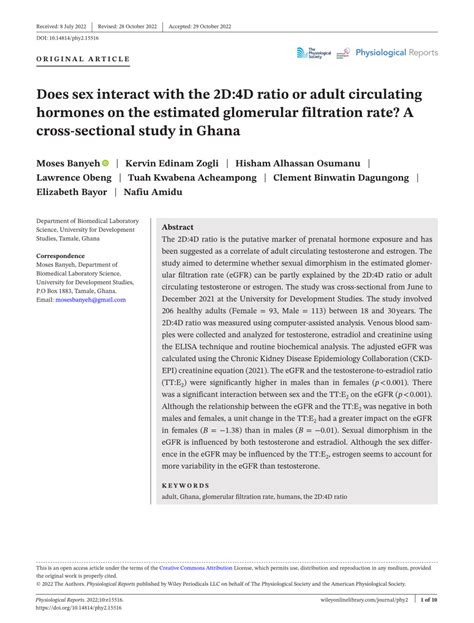 Pdf Does Sex Interact With The 2d4d Ratio Or Adult Circulating