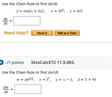 Solved Use The Chain Rule To Find Dz Dt Z Cos X Y X Chegg